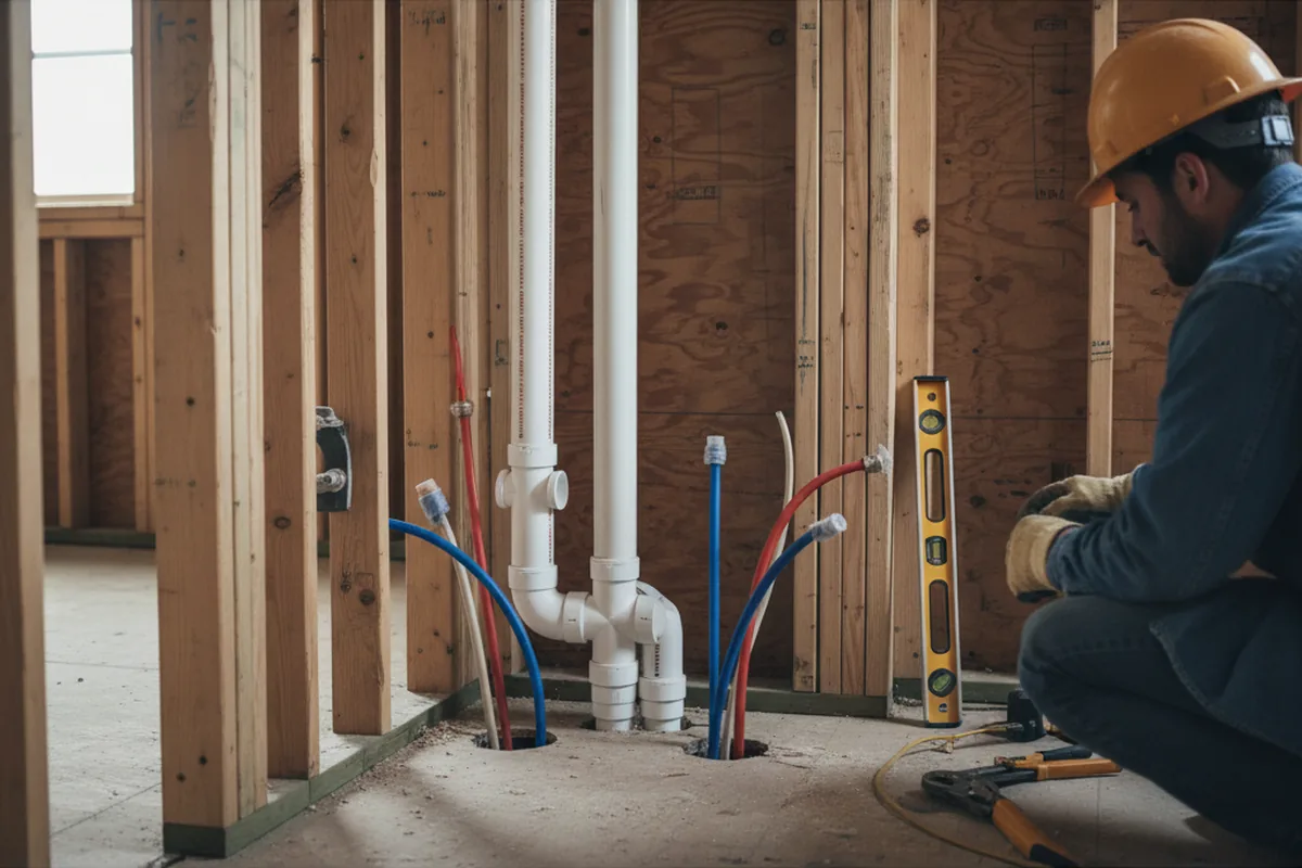 Drain and supply rough-in during Drain Cleaning in Walhalla